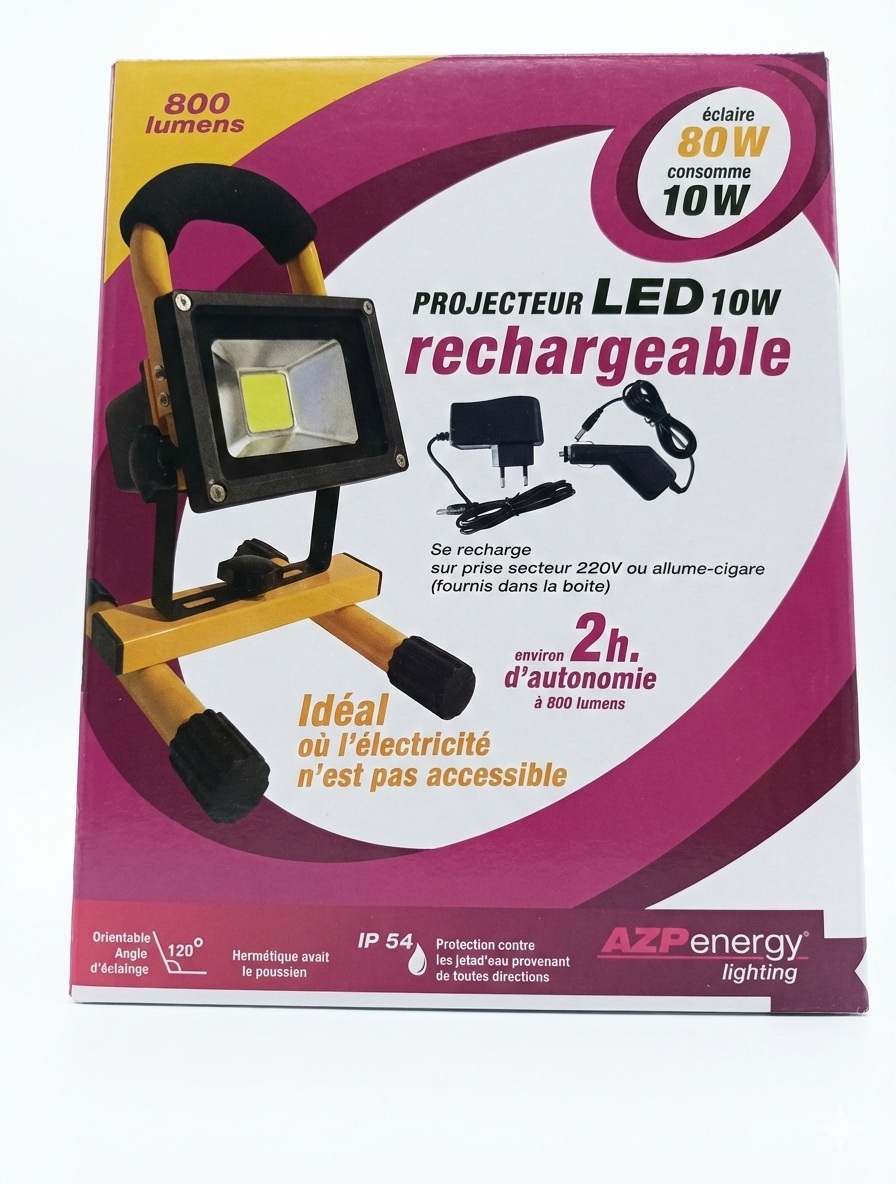 PROJECTEUR RECHARGEABLE AZP ENERGY 10W 800LM