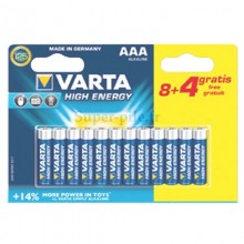 Piles alcalines AAA Varta High Energy (8+4 gratuites)