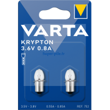 Blister de 2 ampoules Krypton lisses 3,6V 0,75A